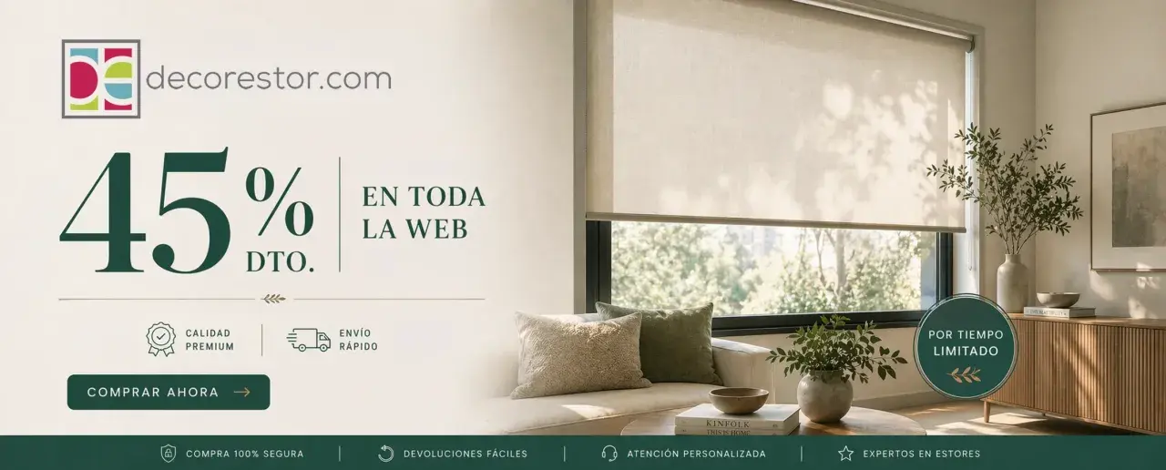 ¡Gran liquidación de estores! 45% de descuento en toda la web. ¡Compra ahora y renueva tu hogar!