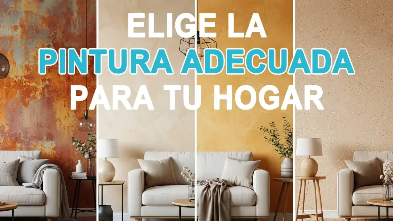 Elige la pintura al agua adecuada para tu hogar. Muestra diferentes texturas y colores de paredes en salas de estar.
