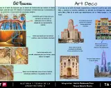 Comparativa de estilos: Art Nouveau, con curvas y naturaleza, frente a Art Deco, con simetría y formas geométricas.