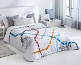 Funda nórdica 105 con estampado de mapa de metro, ideal para amantes de los viajes urbanos.