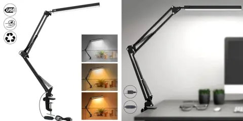 Lámpara LED articulada con clip, ideal para encontrar cual es la mejor luz para estudiar. Muestra diferentes tonalidades de luz.