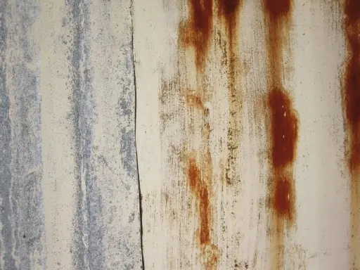 Textura de metal oxidado con vetas marrones y grises. Un ejemplo de cómo quitar el óxido del suelo.