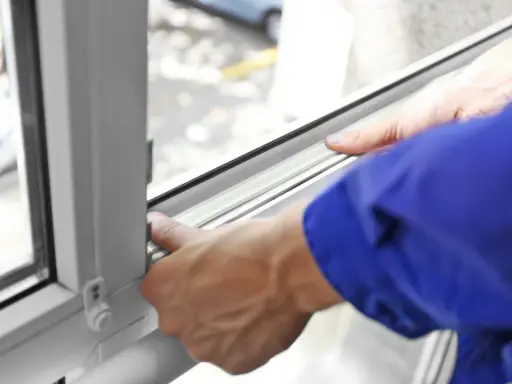 Manos ajustando el burlete para aislar ventanas, mejorando la eficiencia energética del hogar.