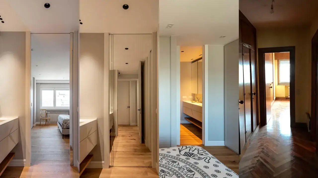 Pasillos modernos con puertas de interior minimalistas y un toque de estilo. Así que puertas de interior se llevan hoy.