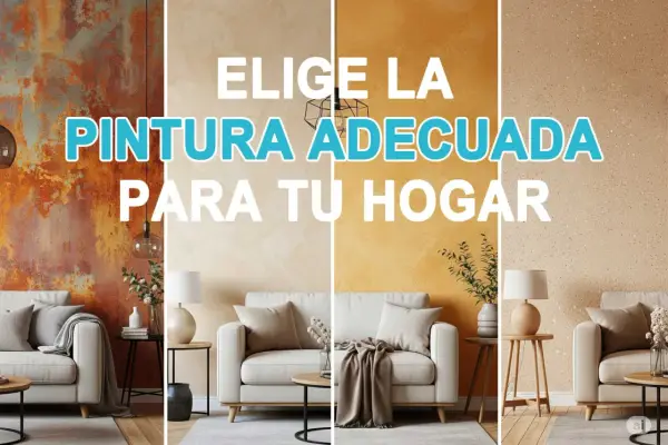 Elige la pintura al agua adecuada para tu hogar. Muestra diferentes texturas y colores de paredes en salas de estar.